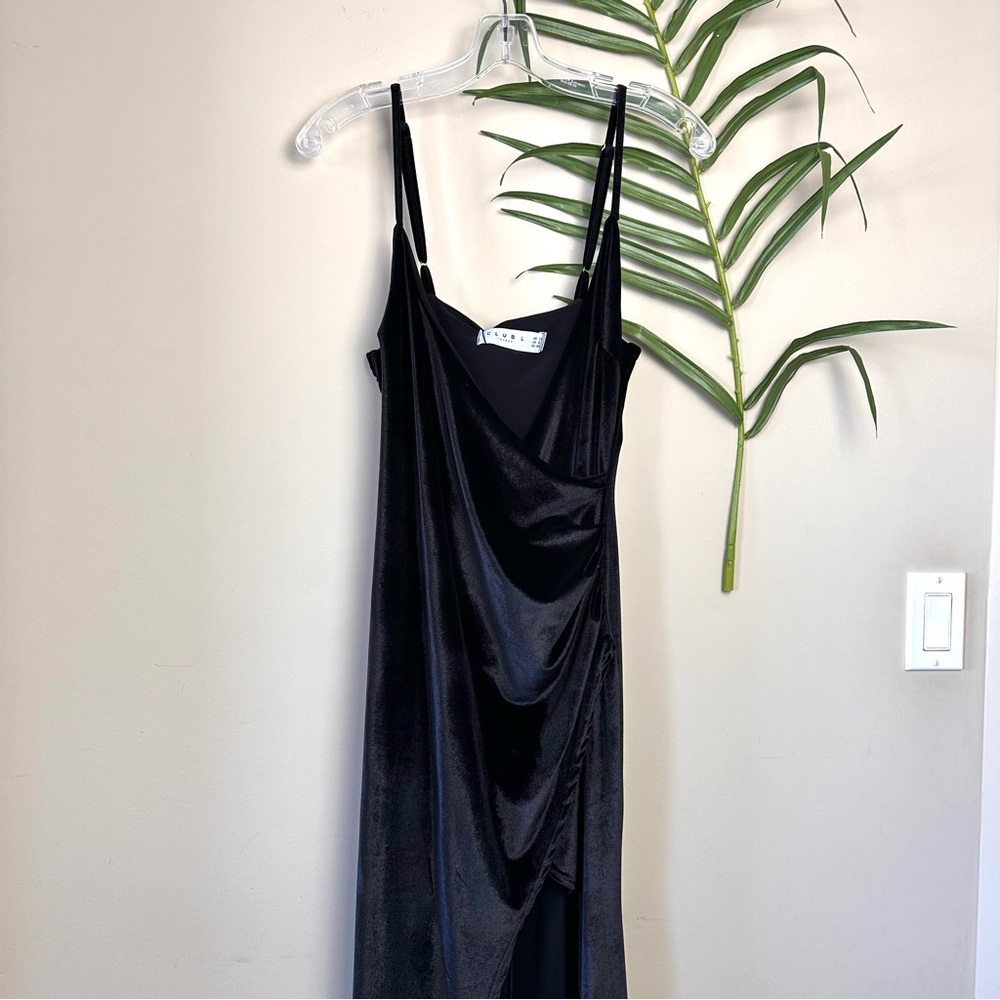 Club L London Black Satin Slip Maxi Dress